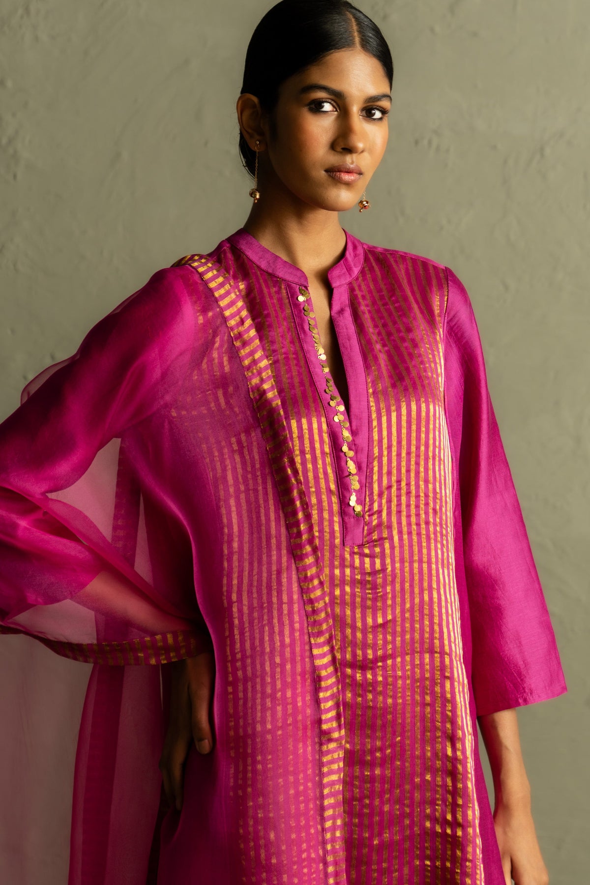 Ojas Pink Tissue Kurta Set