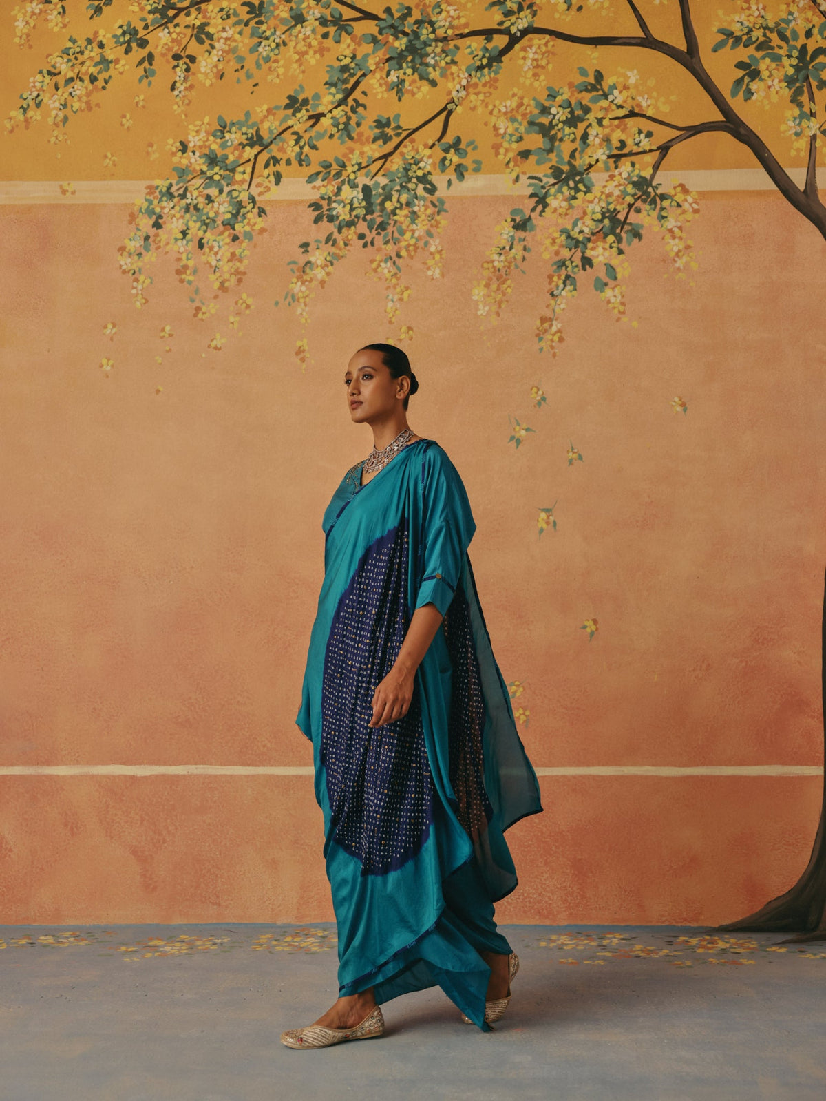 Neel — Teal Bandhni Drape Set