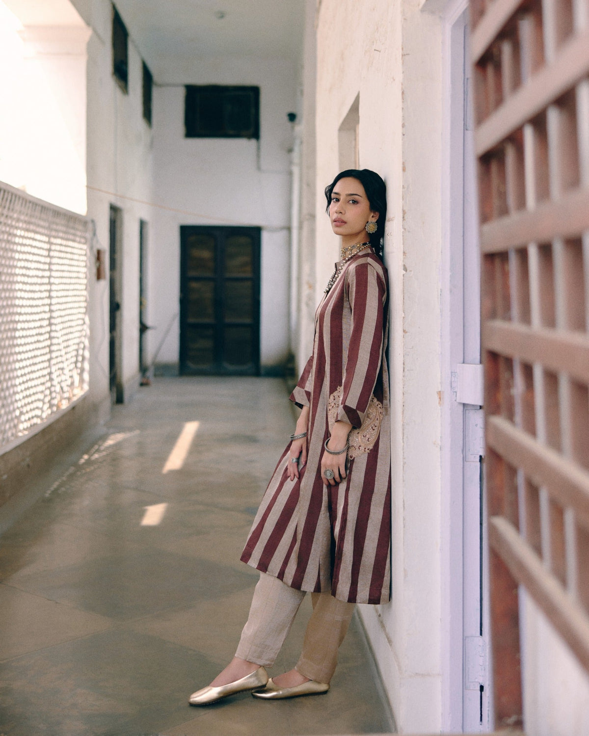Paisley Pocket Striped Kurta Set