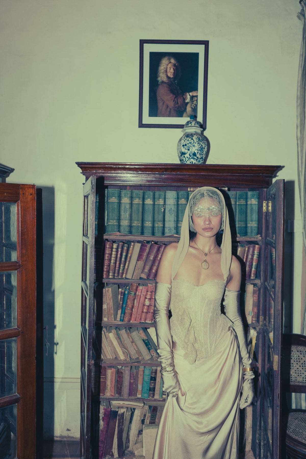 Beige & Rose, Hand-Dyed Lace Detailing, French Lace & Georgette, Corset Skirt Set, Tie-Dye Silhouette