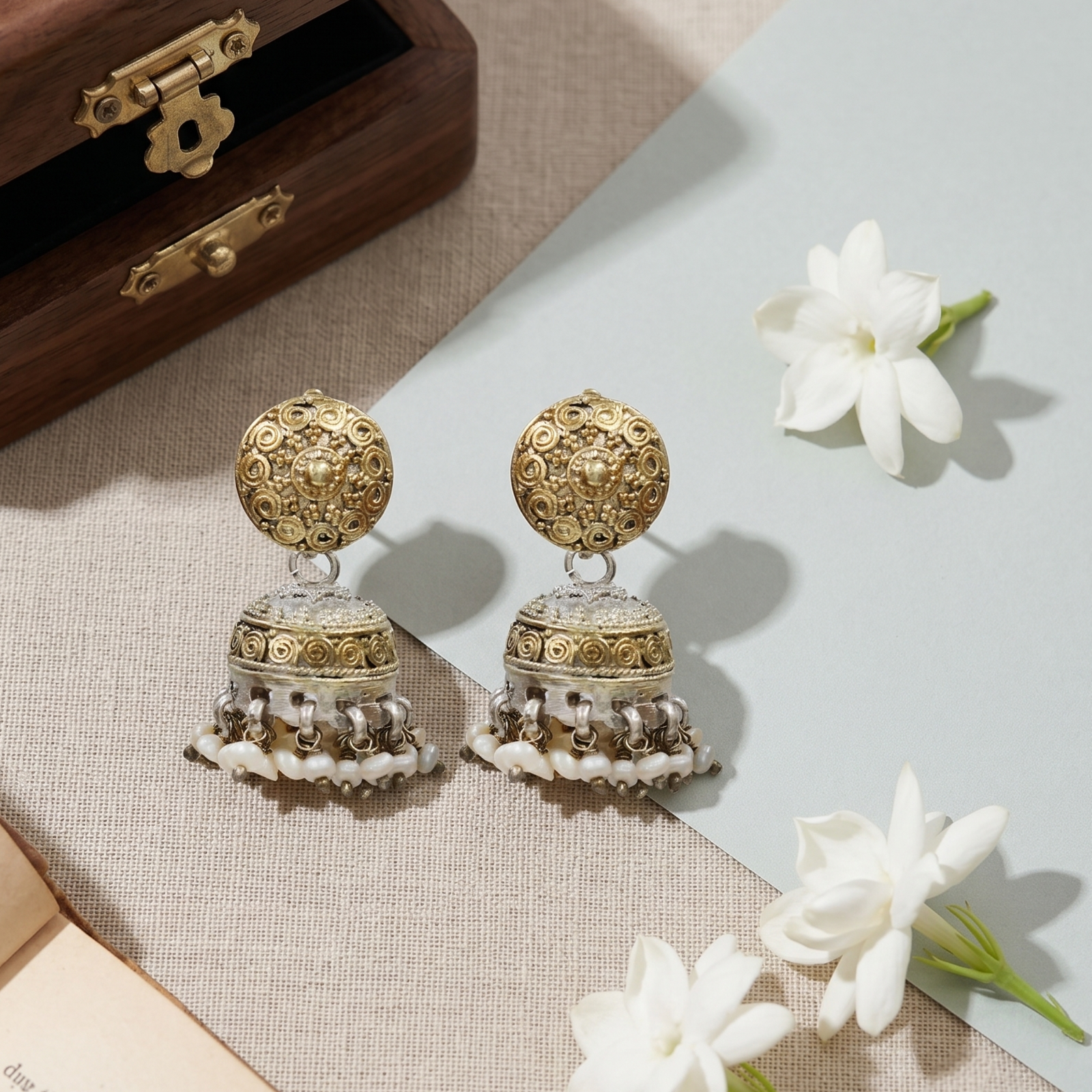 Sangeeta Boochra Bohemian Dual Tone Jhumka Earrings