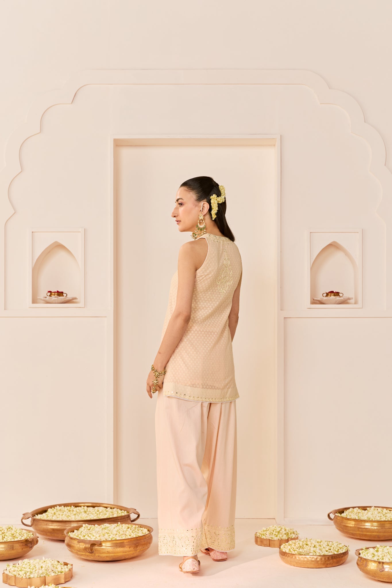 MIRAL - CARNATION PINK SHORT KURTA WITH FARSI SALWAR AND DUPATTA