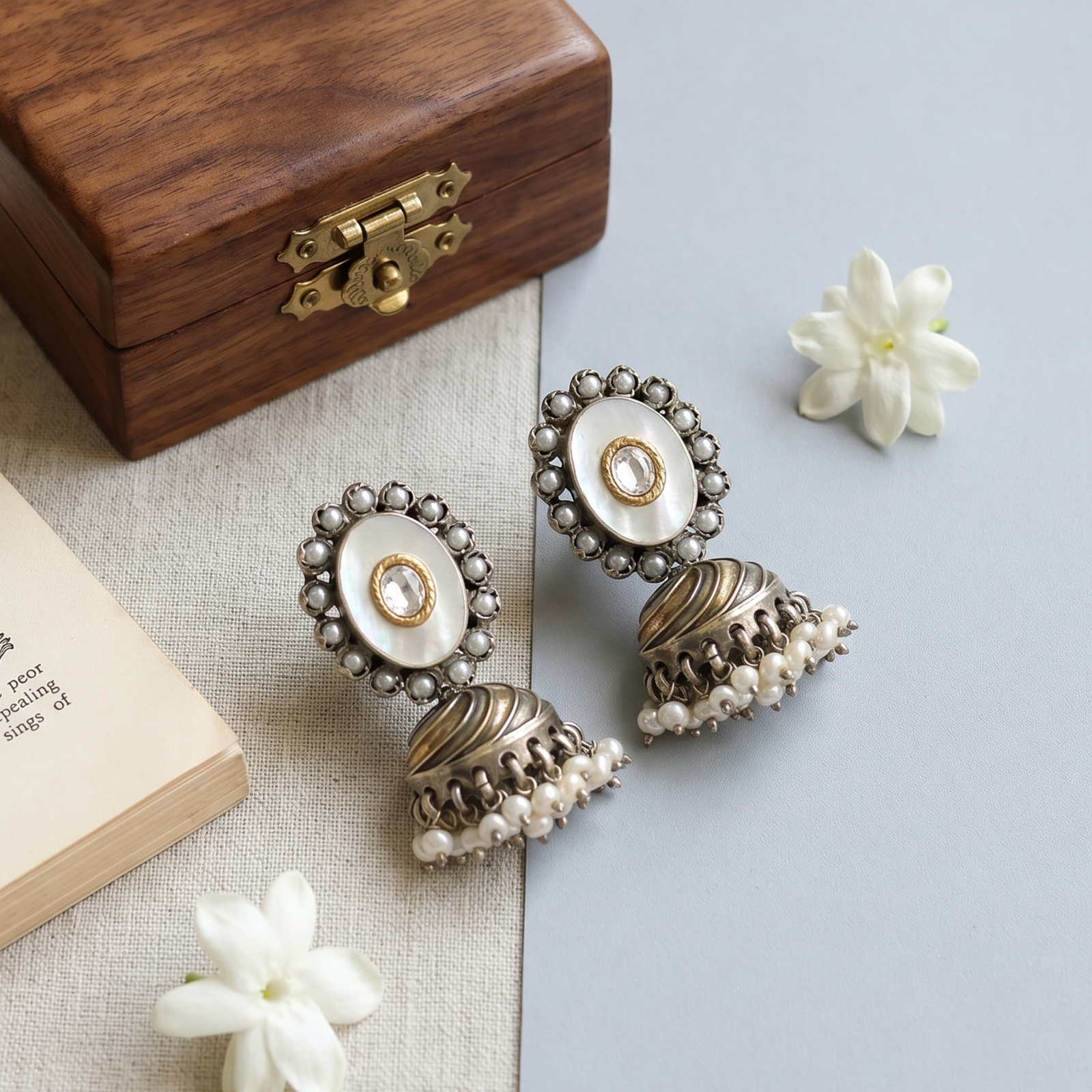 Sangeeta Boochra Heritage Mother of Pearl Jhumka Earrings