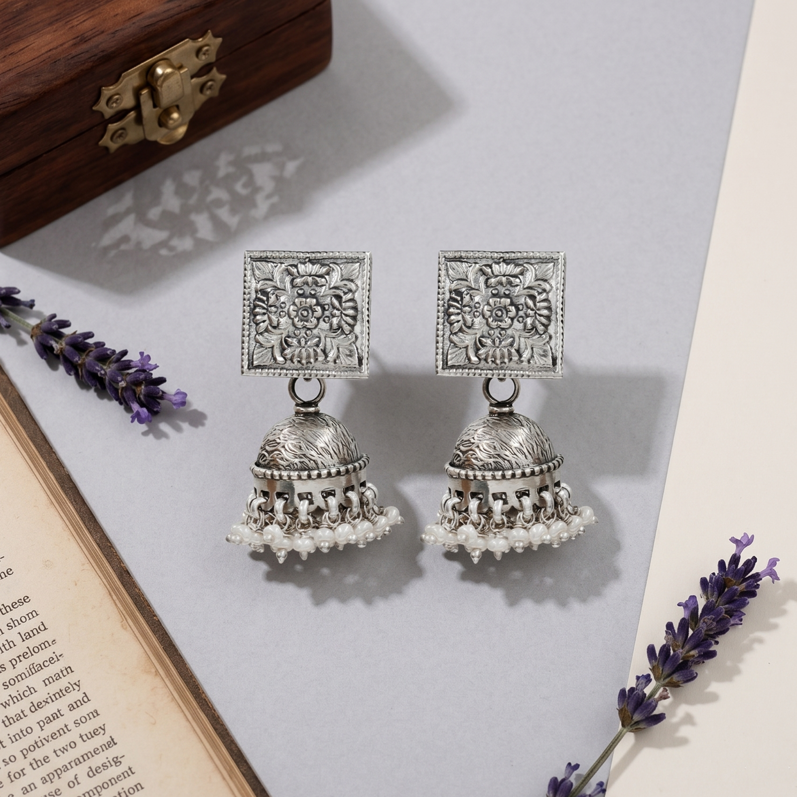 Sangeeta Boochra Statement Oxidised Silver Jhumka Earrings
