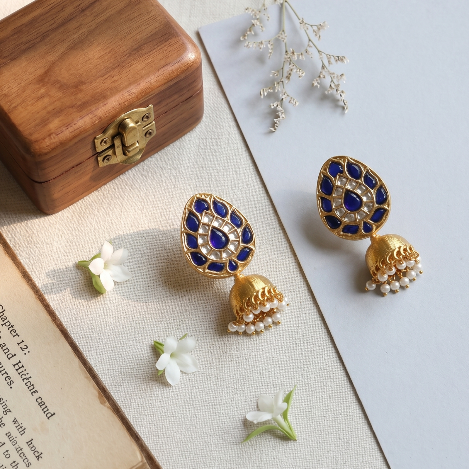 Sangeeta Boochra Festive Gold Plated Kundan Jhumkas