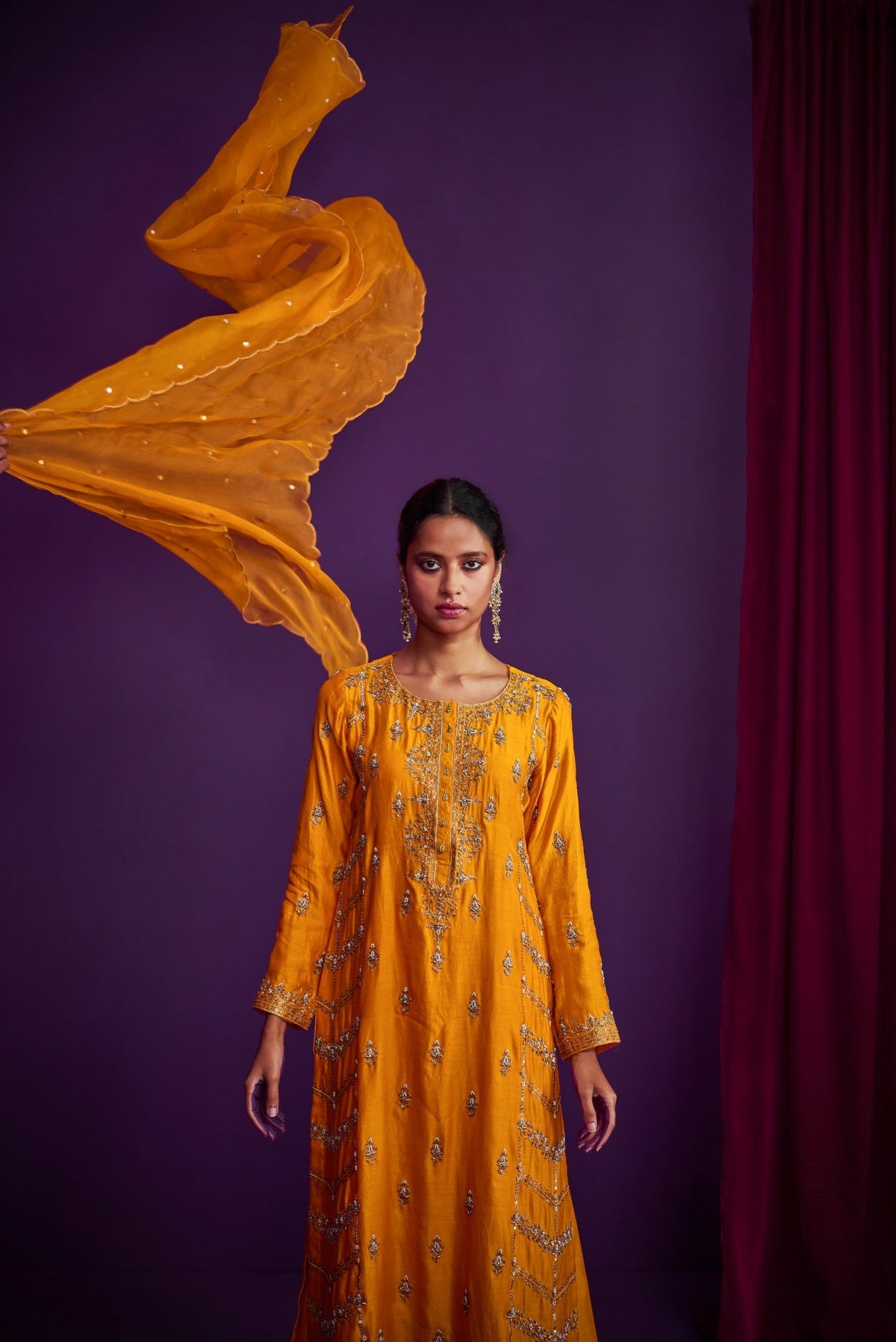 Heavily Embroidered Kurta Set With Sharara Pants