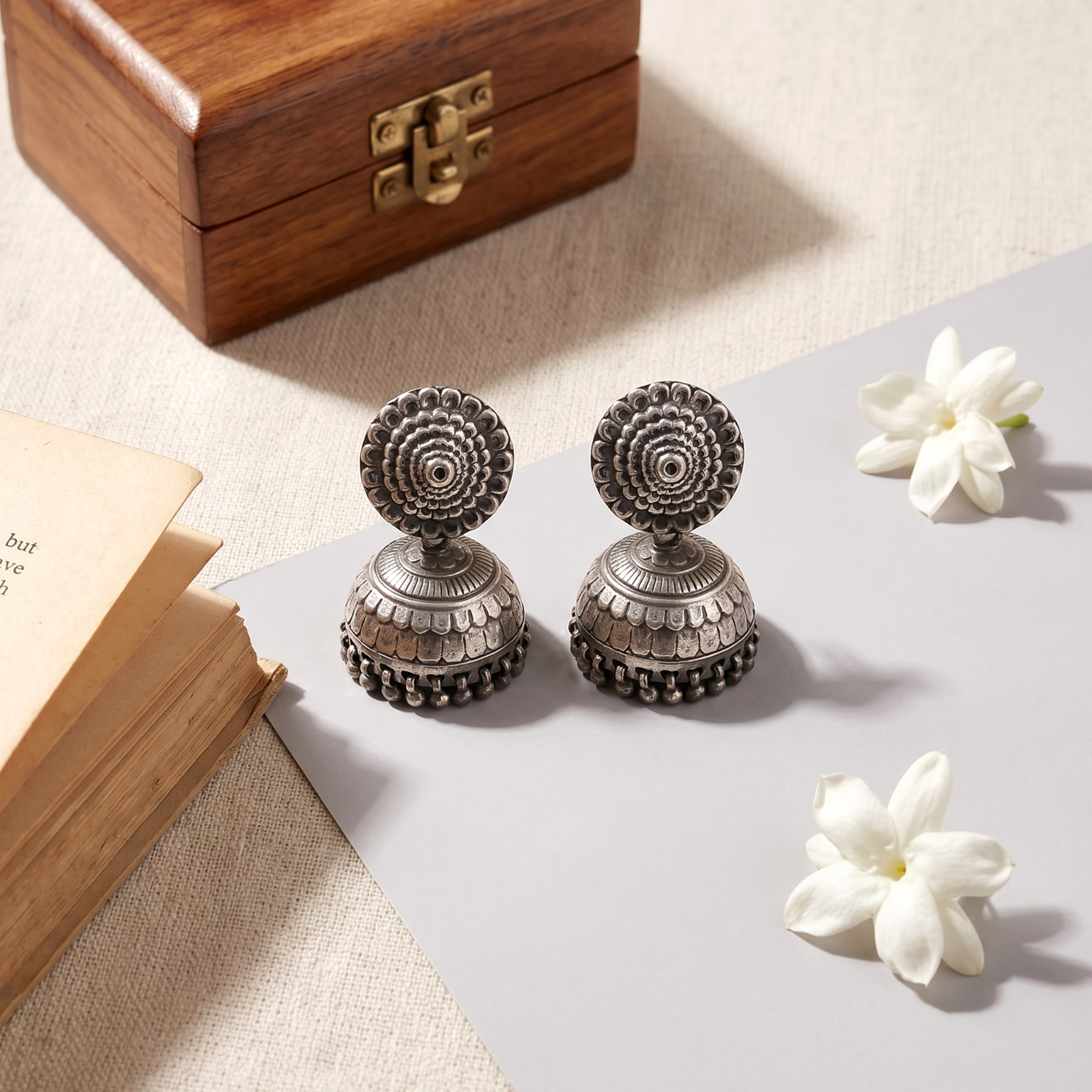 Sangeeta Boochra Statement Oxidised Jhumka Earrings