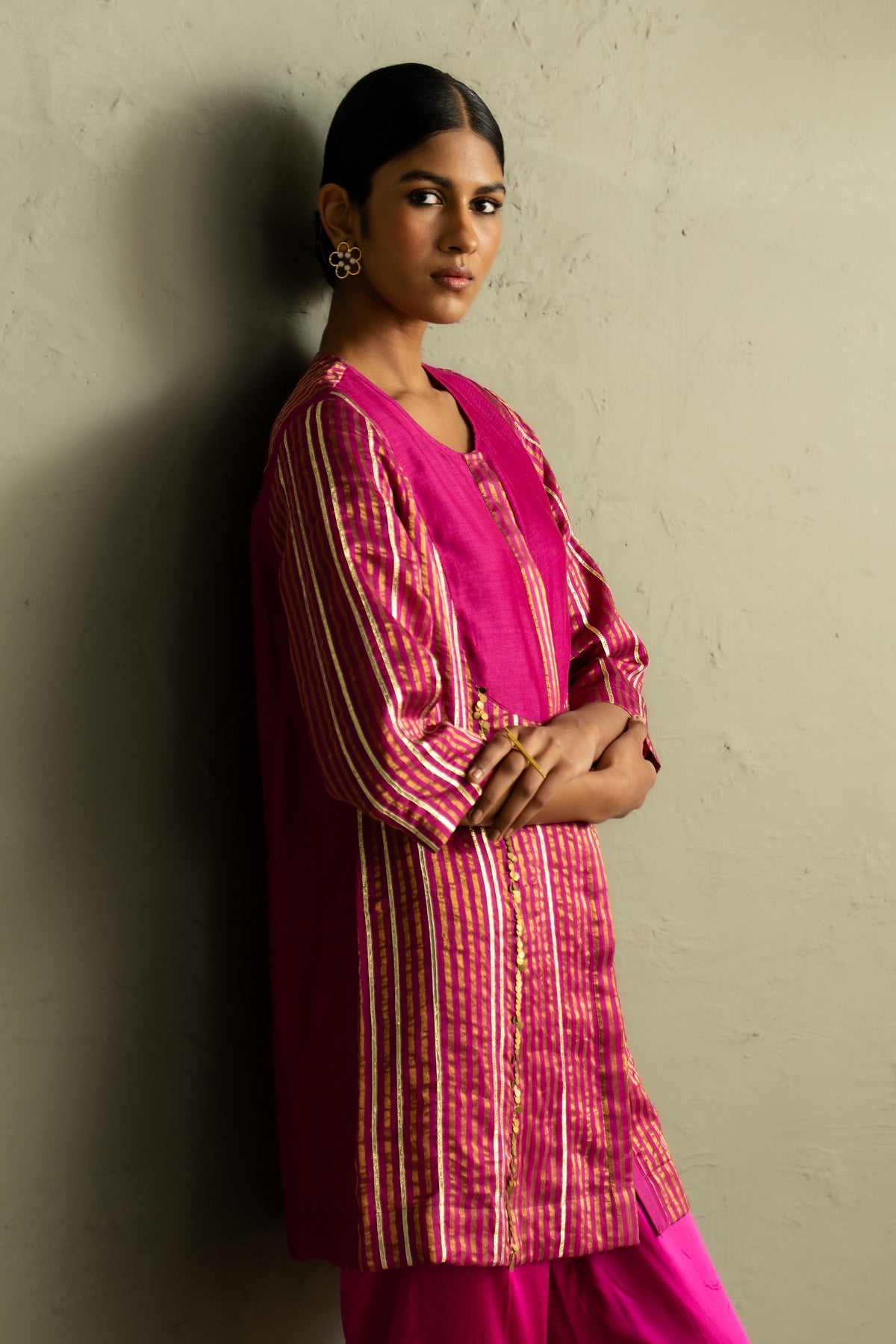 Ojas Tissue Stripe Short Kurta Set