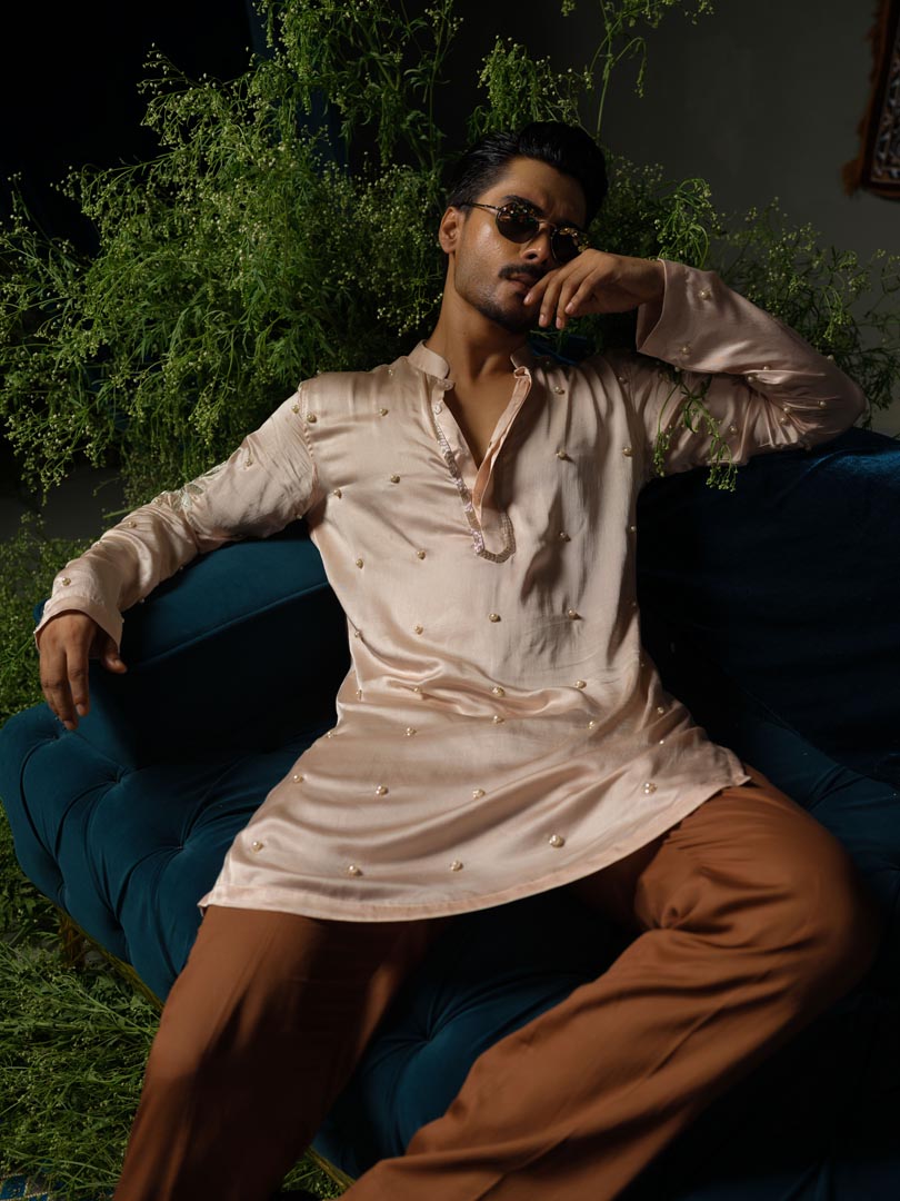 Peach Palm Kurta Set