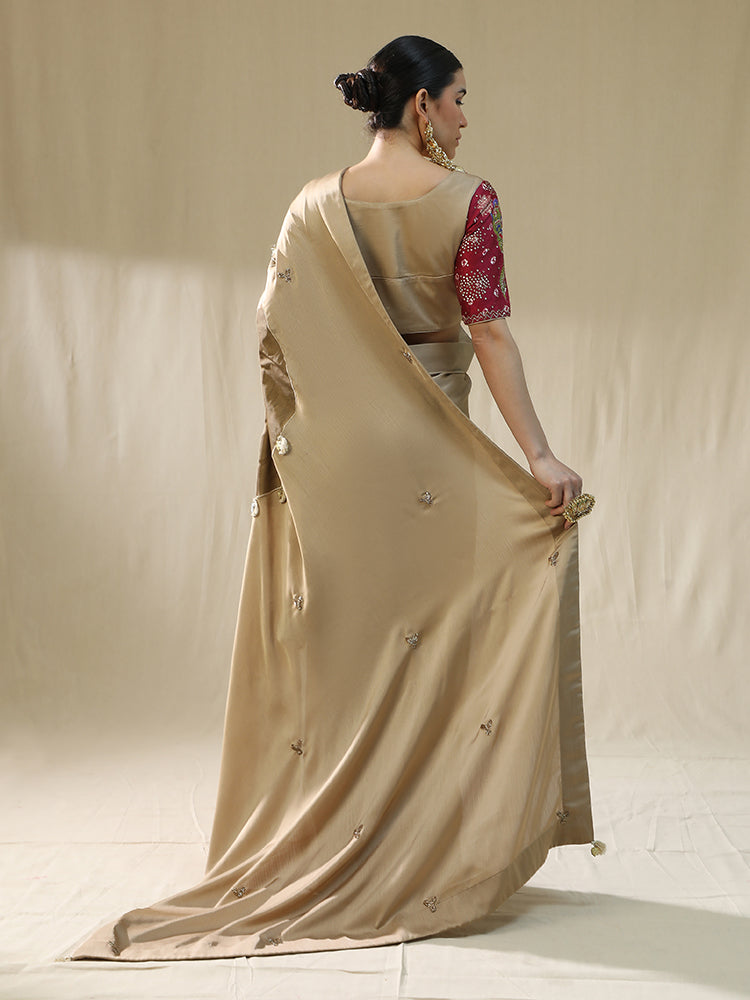 Golden Pre stitched saree