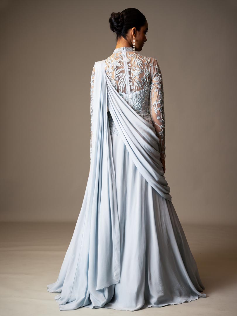 Pastel Blue Pre-Draped Gown