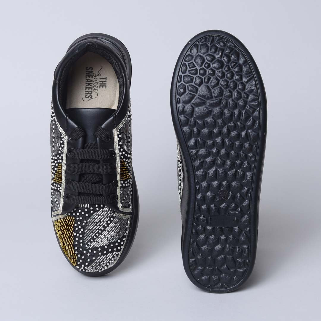 Black Metal Foliage Sneakers