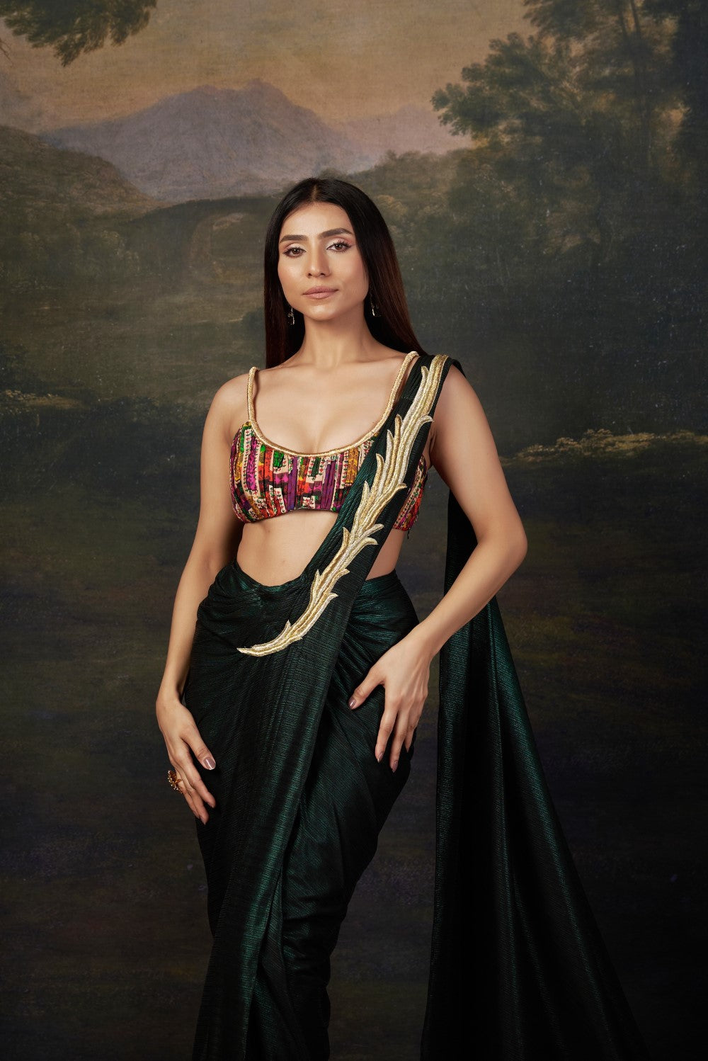 Intricate Handwork Pre-Draped Saree