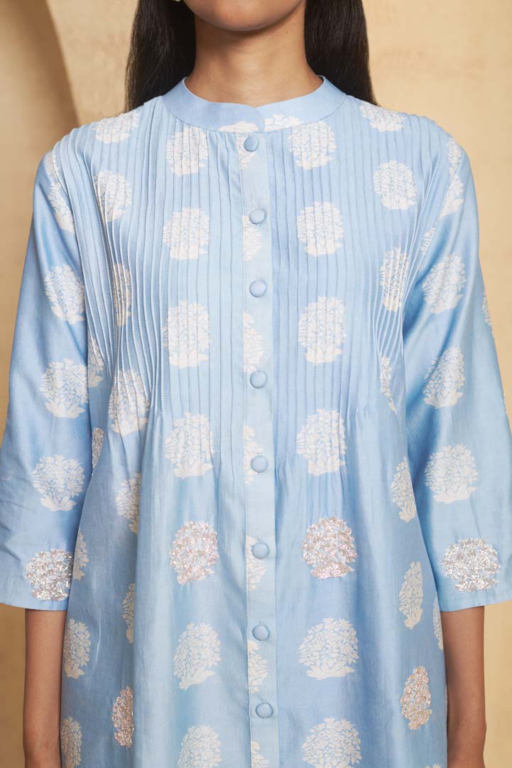 Hand Embroidered Pintuck kurti with pant