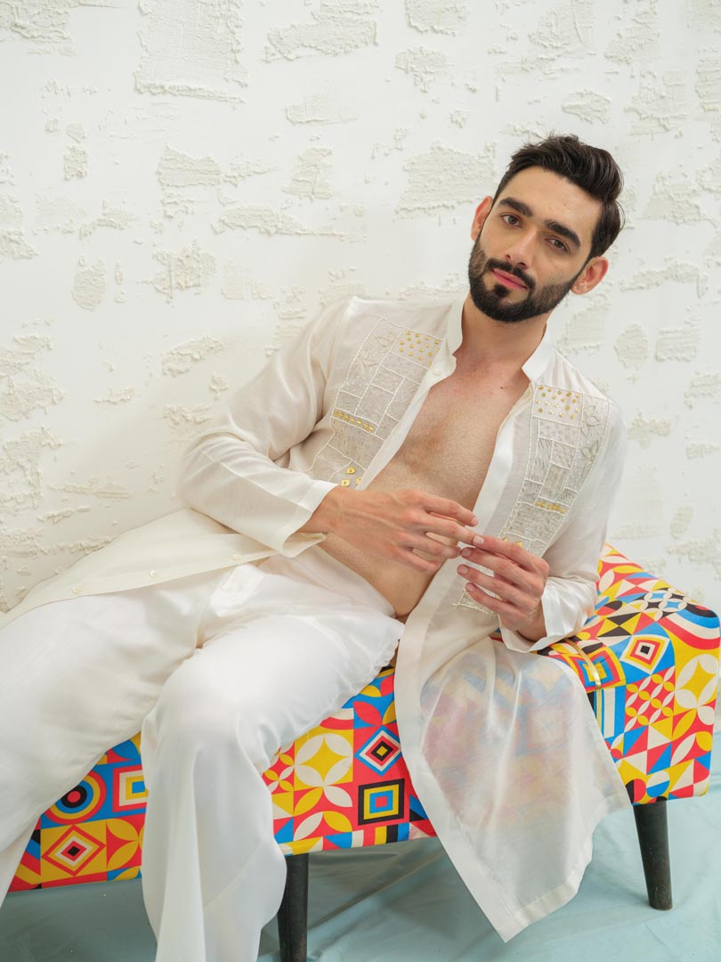 Ivory Lippan Kurta set