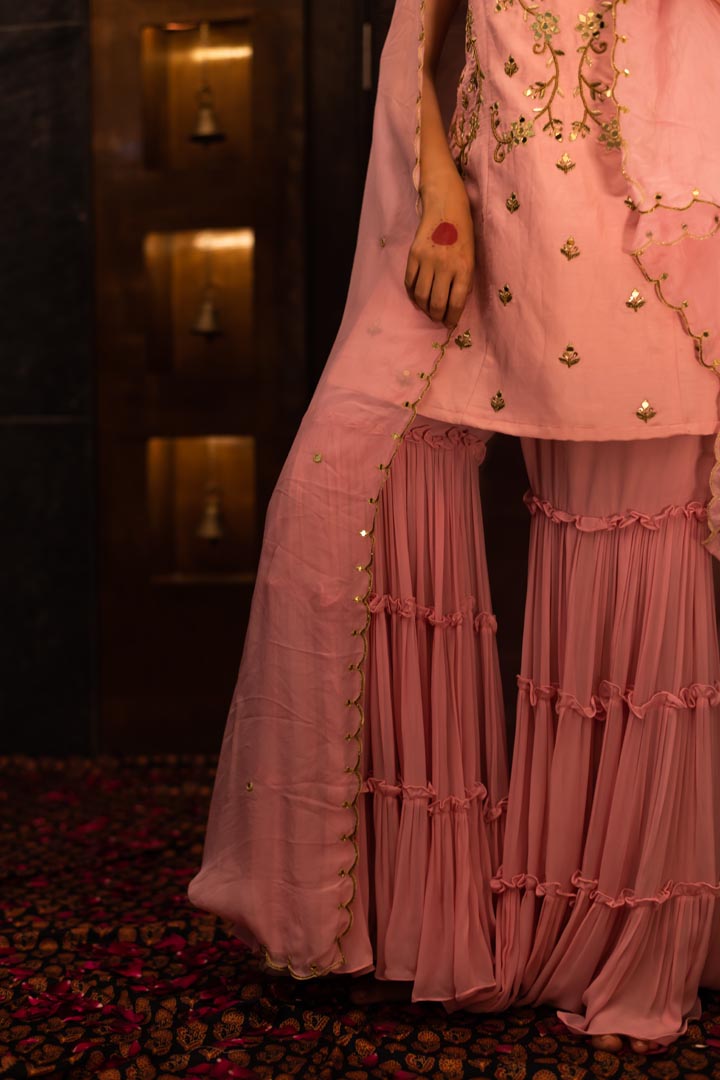 Baby Pink Georgette Sharara Set