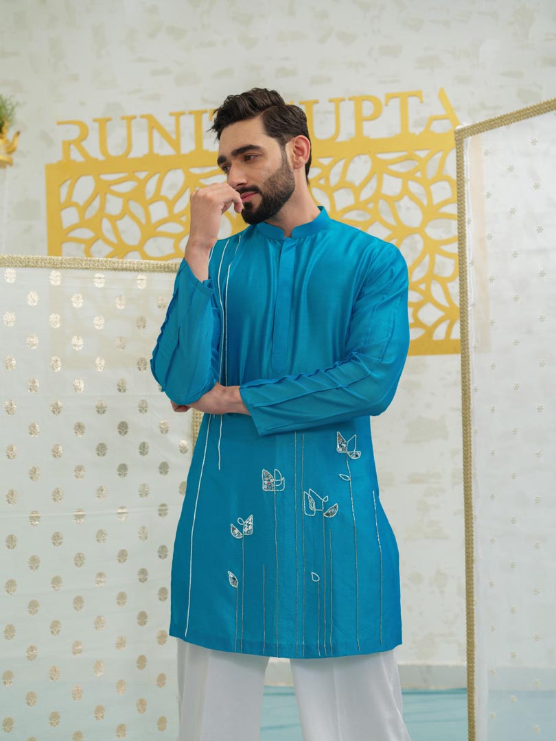 Mosaic Flower Blue Kurta set