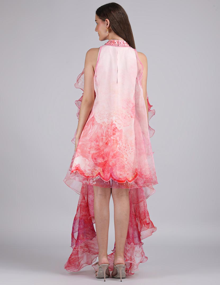 Petals Peach Placement Short Dress