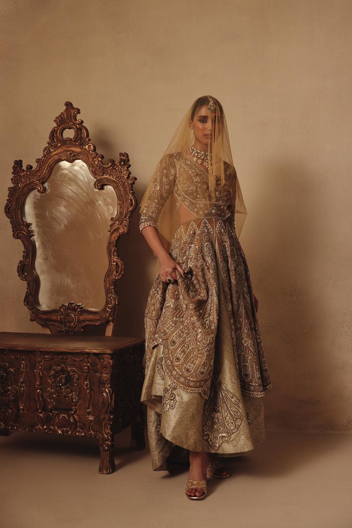 Gold Bridal Fully hand Embroidered Timeless Gown
