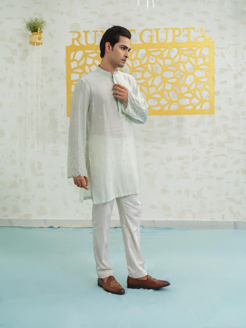 Mint Cutwork Hexa kurta set