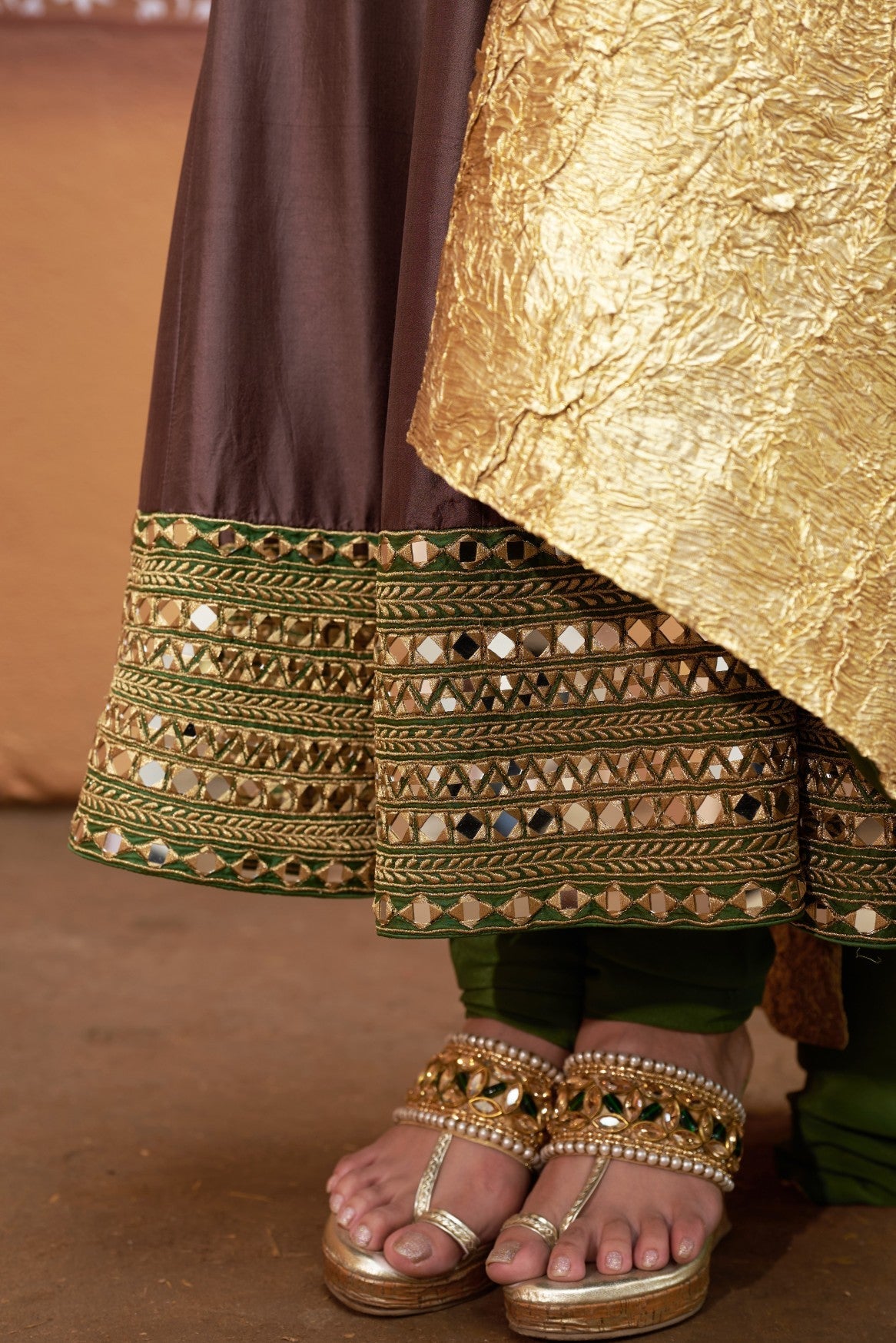 Anarkali with embroidered border and yoke
