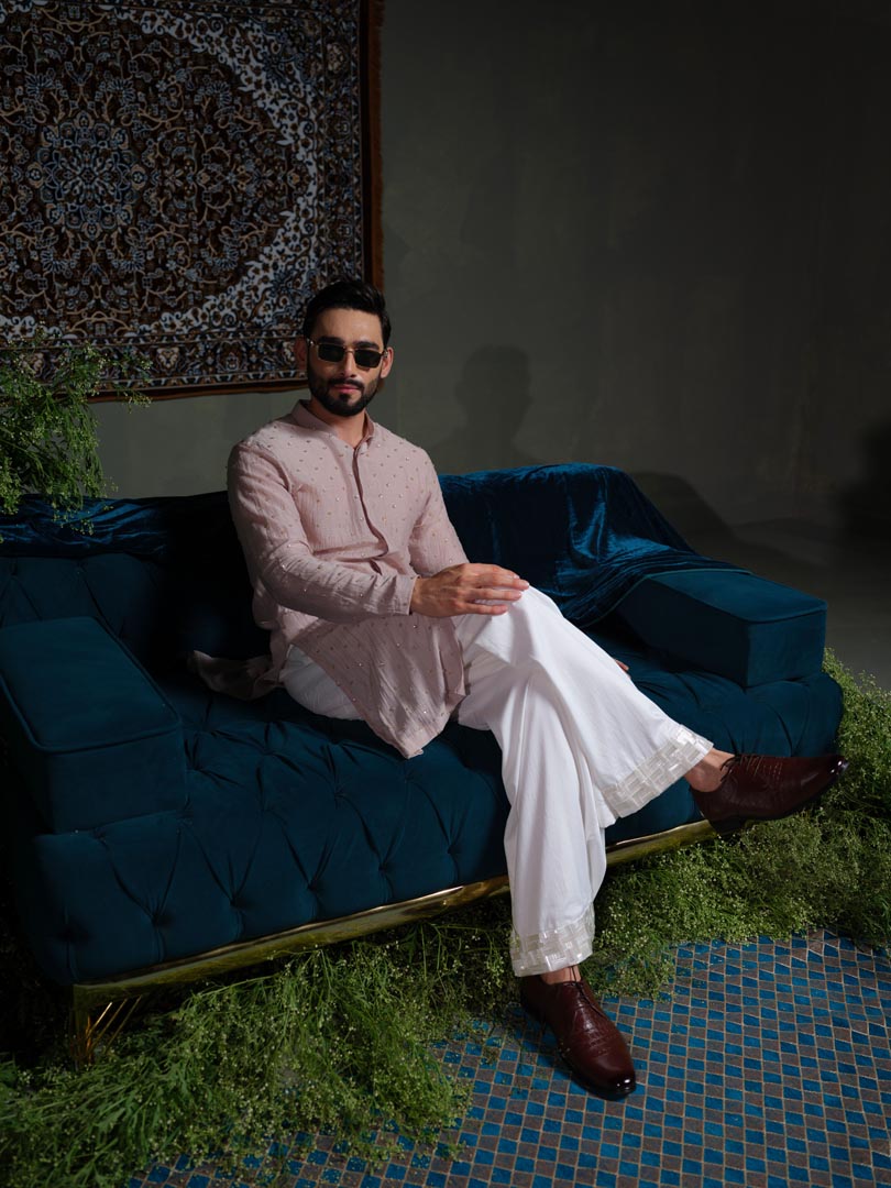 Lavender Chheeta Long kurta Set