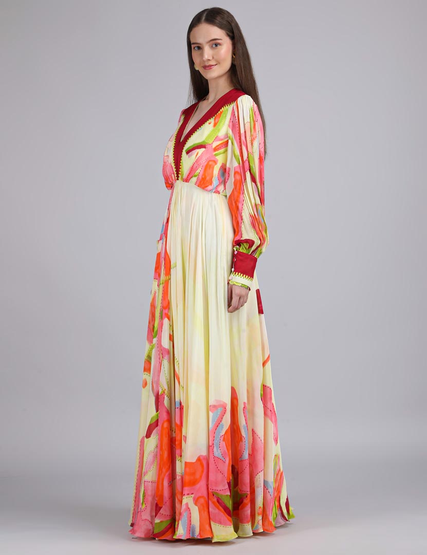 Linear lime summer placement Dress
