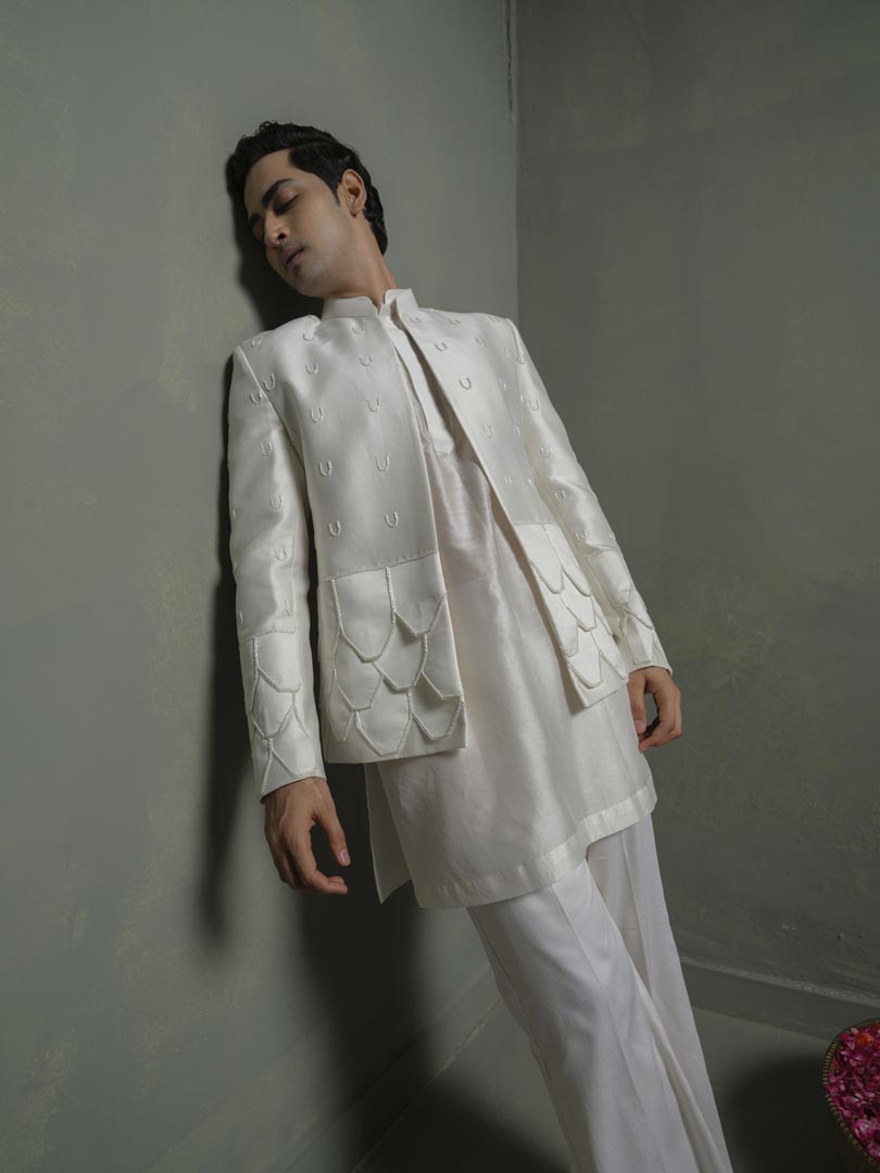 Ivory Flap Bandhgala Set