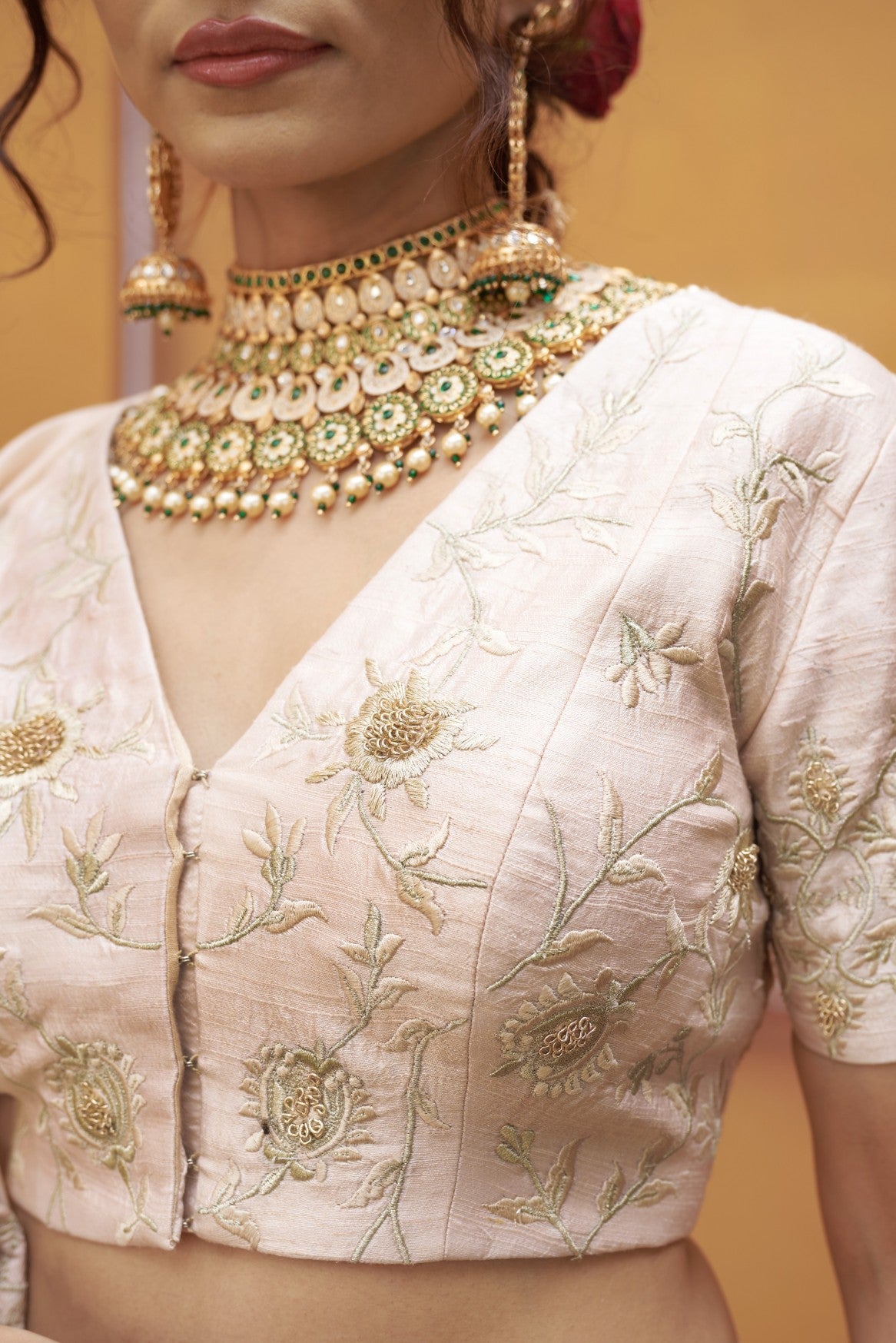 fully hand embroidred dabka  work blouse lehenga and dupatta