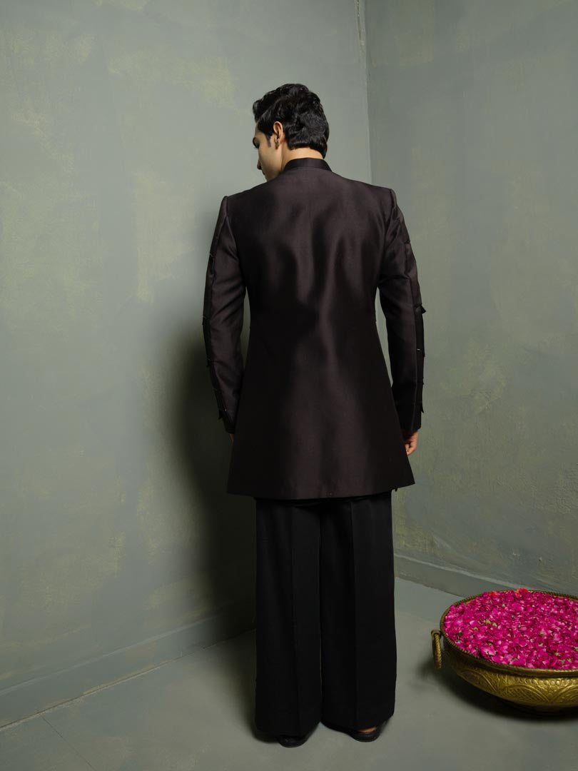 Black Flap Indowestern Set