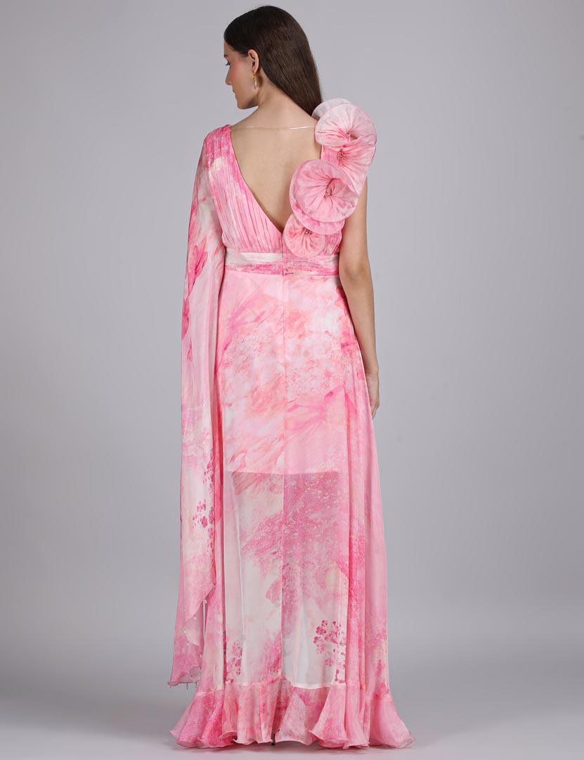 Cotton Clould Self Texture Printed  Corsage Dress