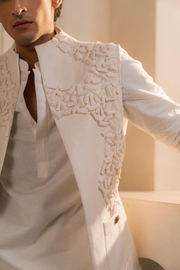 Ivory Cotton Linen Shacket Set