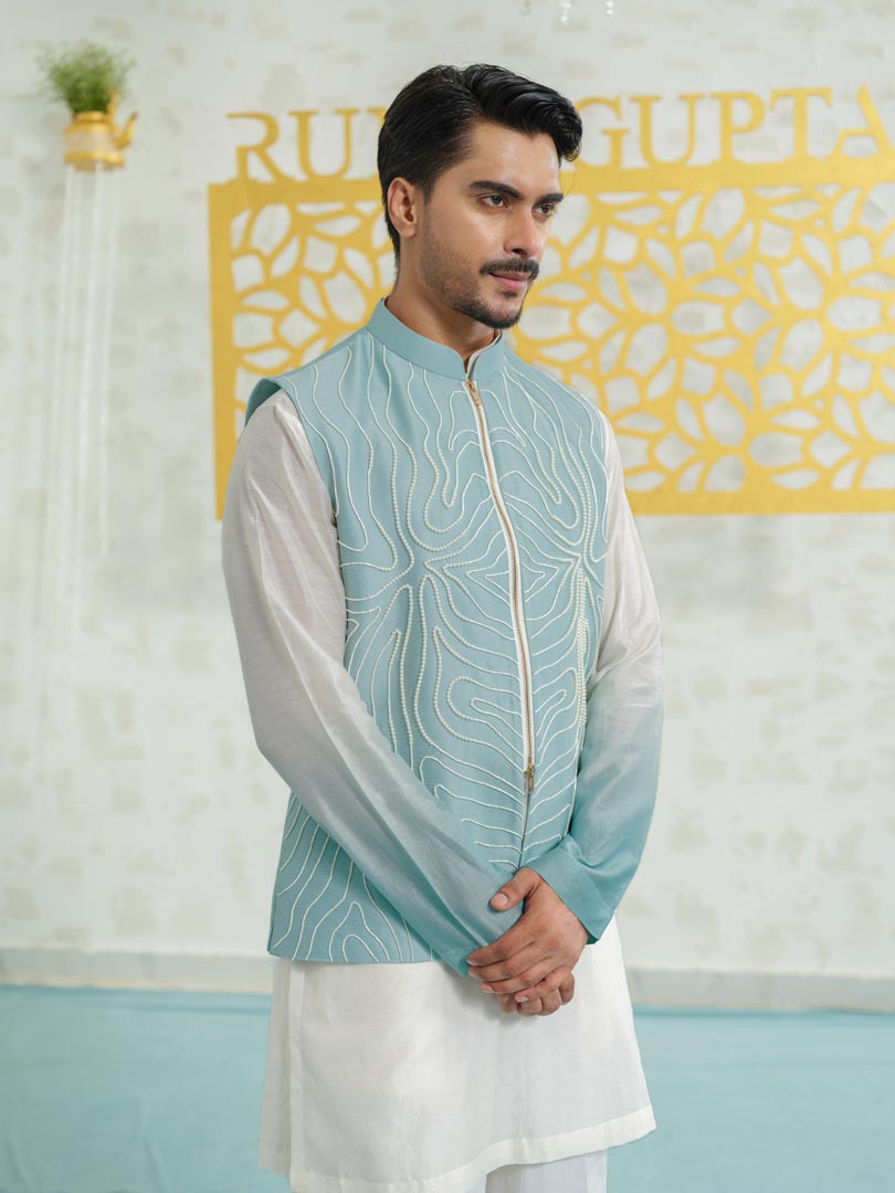 Contour Blue Zipper bundi set