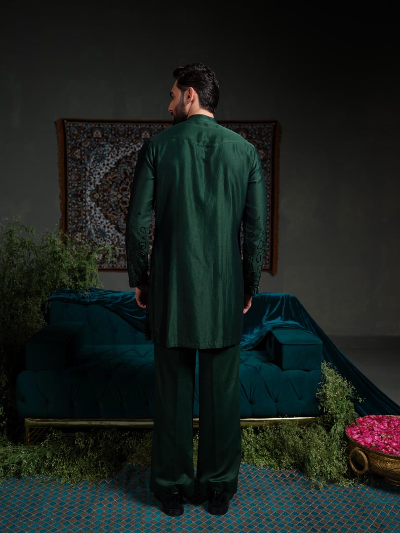 Deep Emerald Amoeba Kurta Set