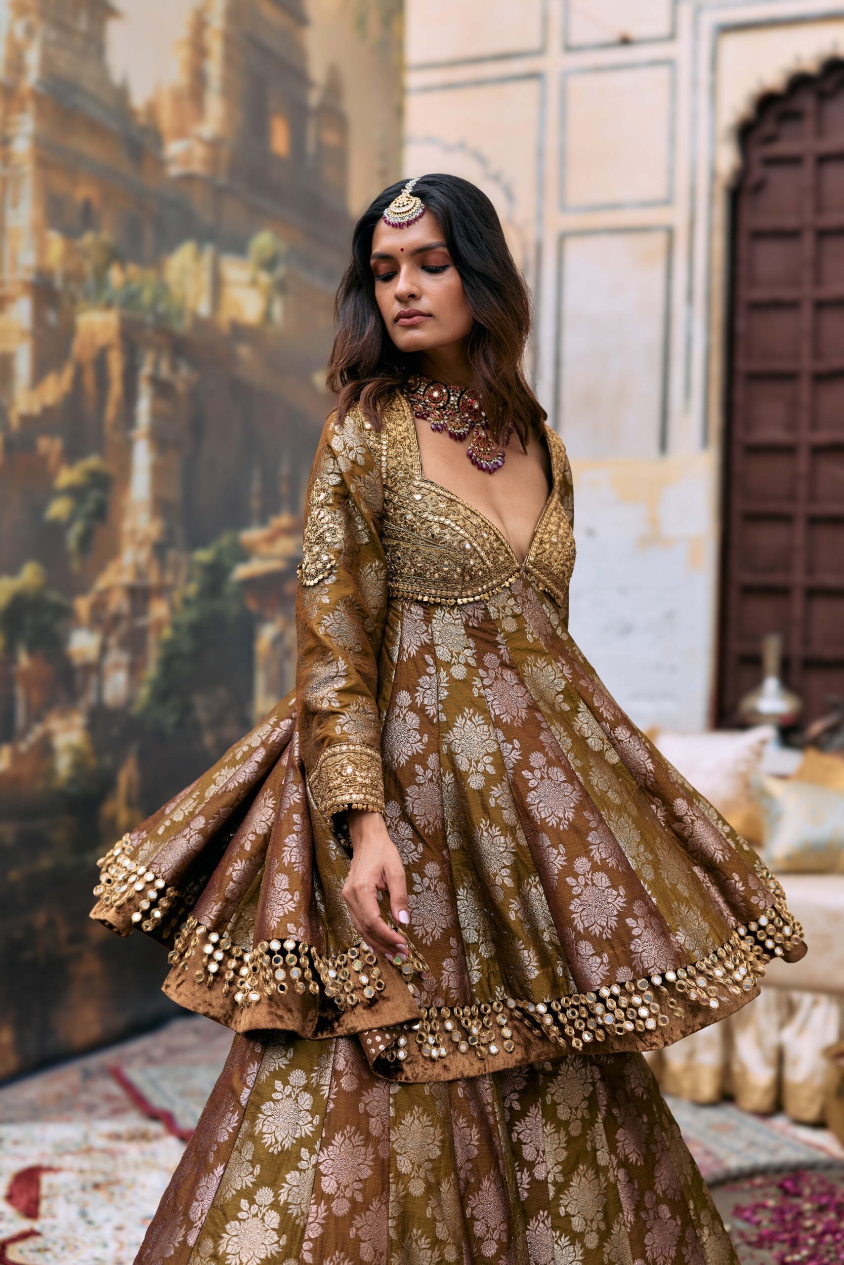 Shriphal Peplum Sharara Set
