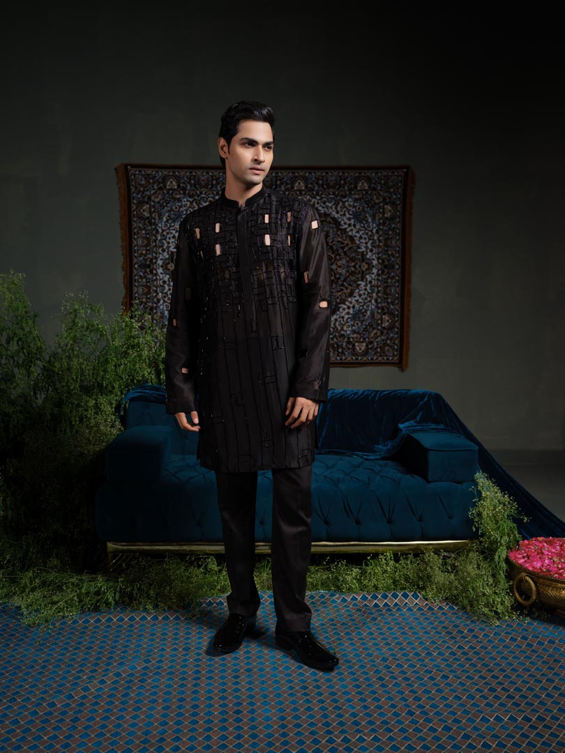 Black Bold Kurta Set