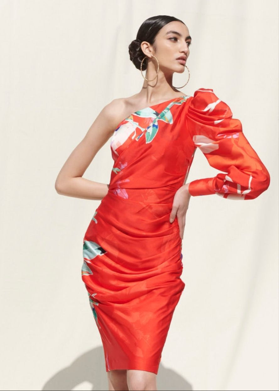 Red Tropical Mini Dress