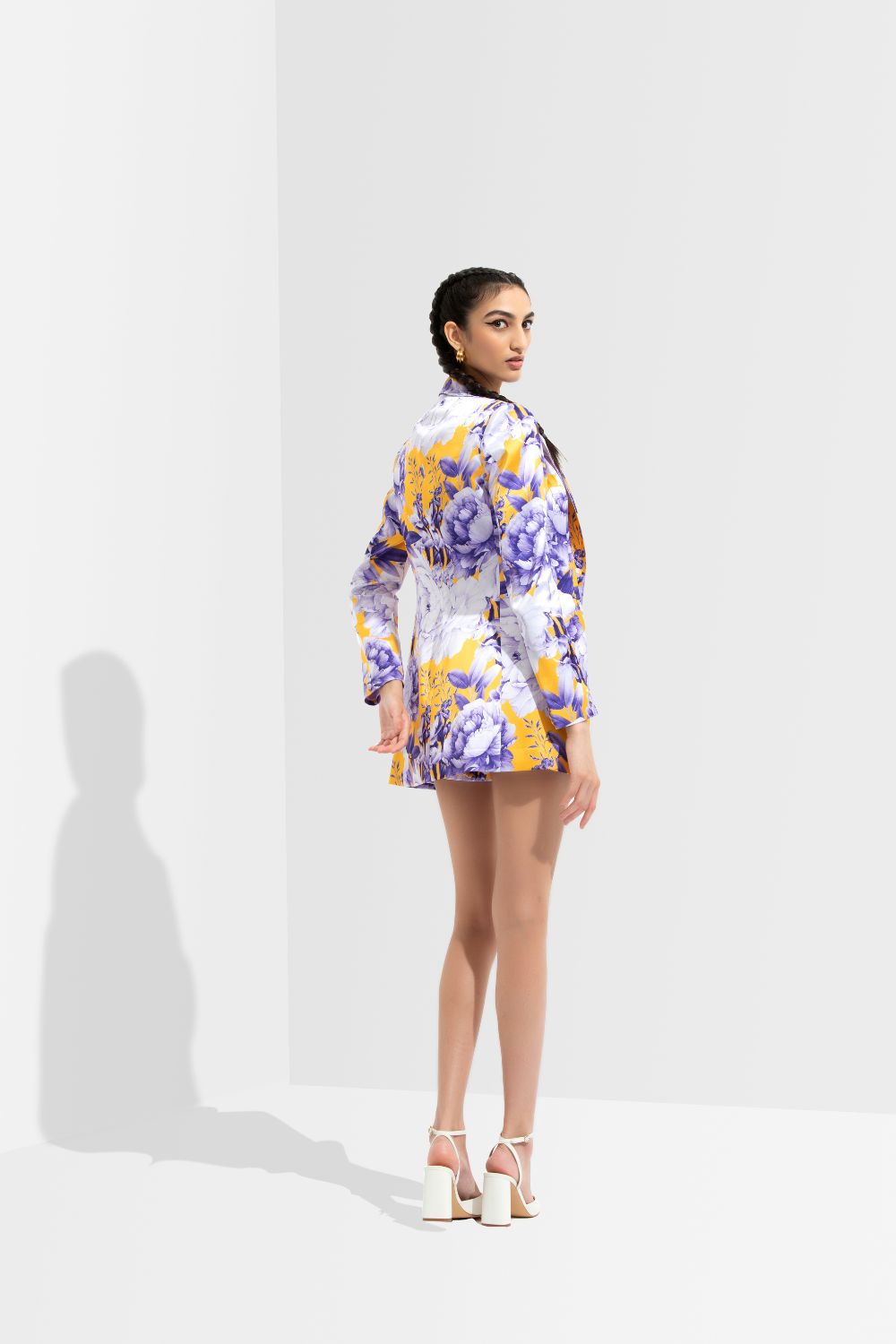 Sumire Printed Jacket Paired With Bustier And Shorts