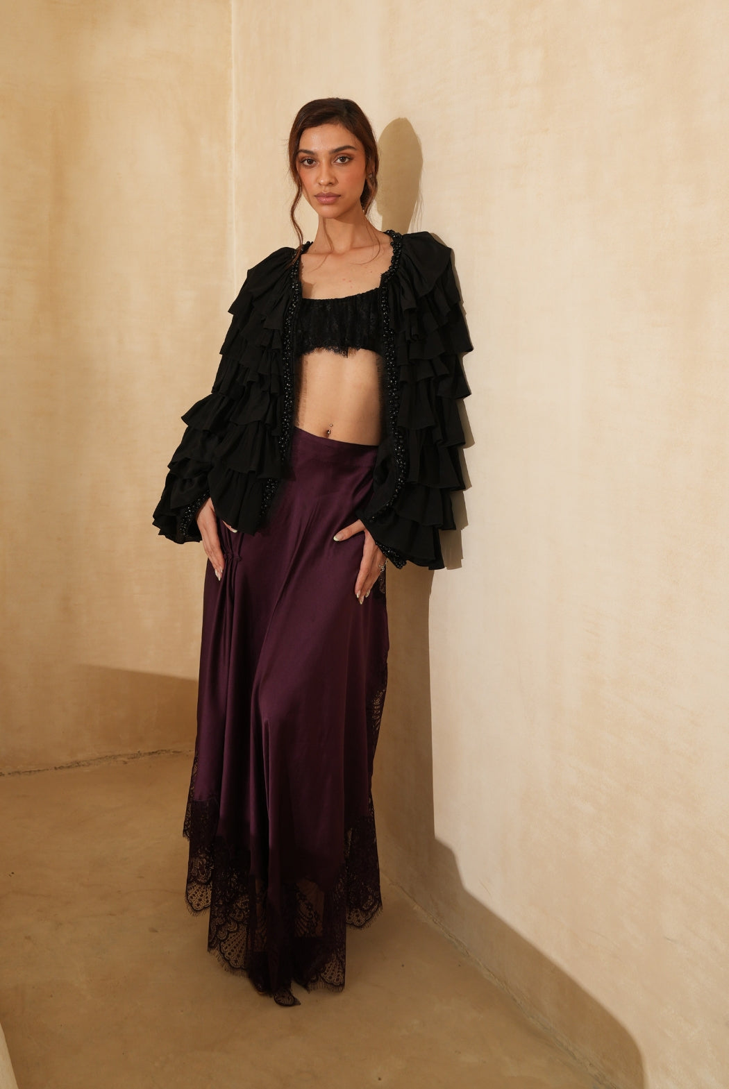 Elegant Black Fringe Top - High-Fashion Evening Luxury Wear