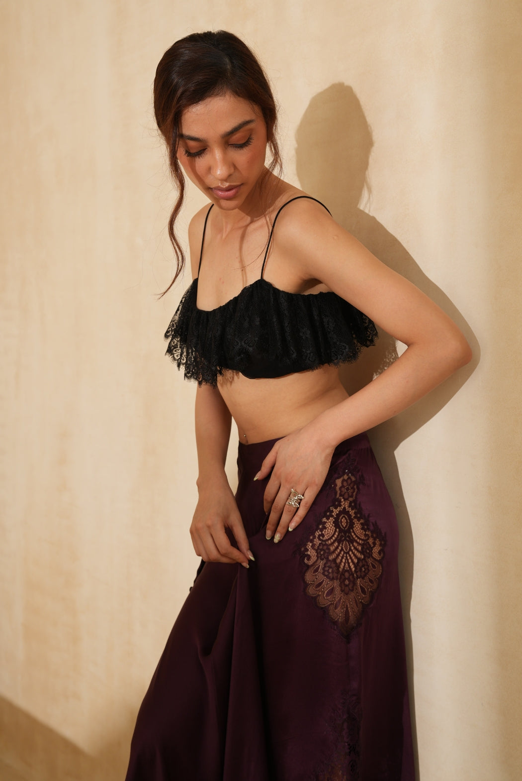 Black Fringe Bralette - Chic Designer Party Wear Embellished Top