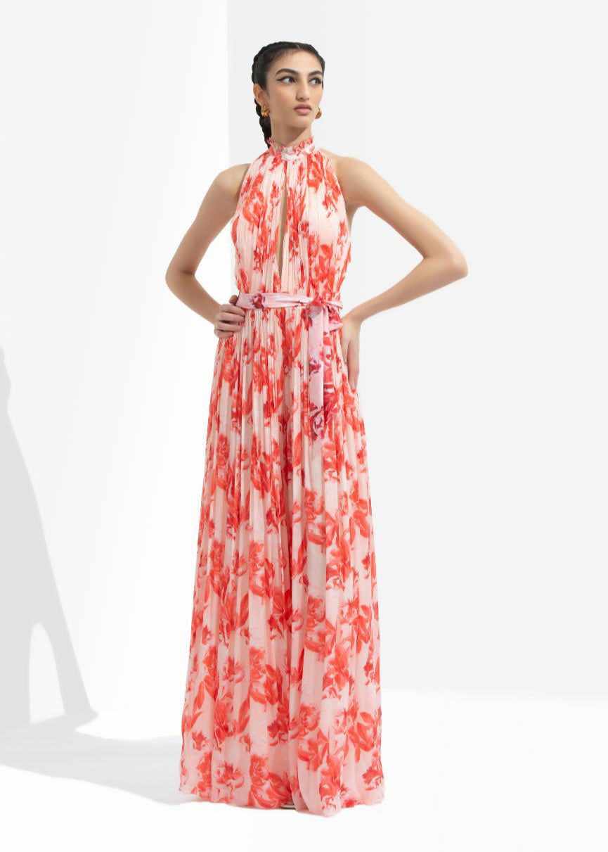 Mirrai Printed Low Neckline Jumpsuit