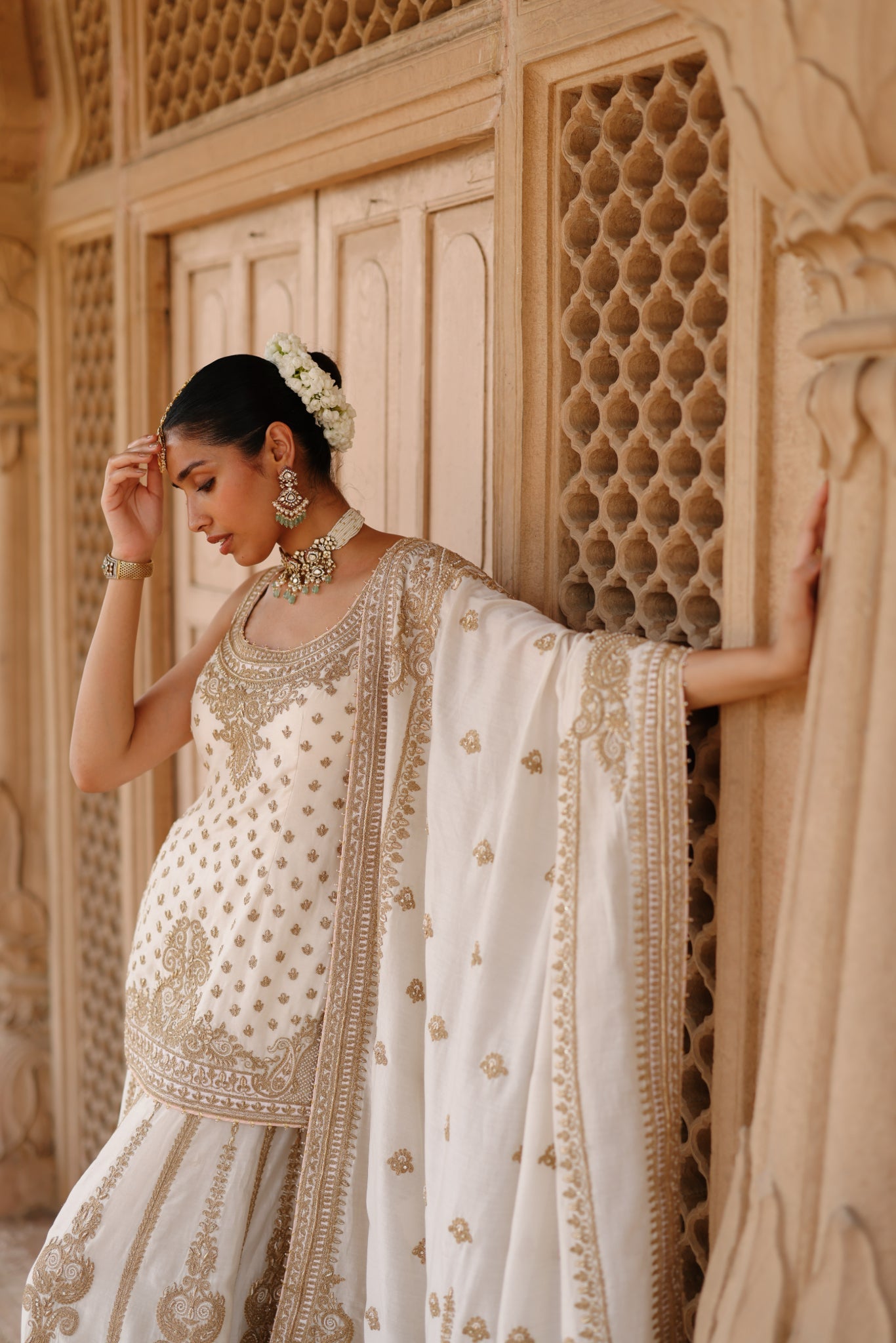 Shabnam - Daisy Ivory Kurta Set with Sharara & Dupatta