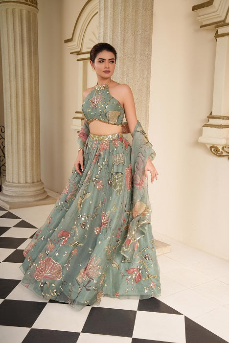 GORGEOUS TEAL LEHENGA SET