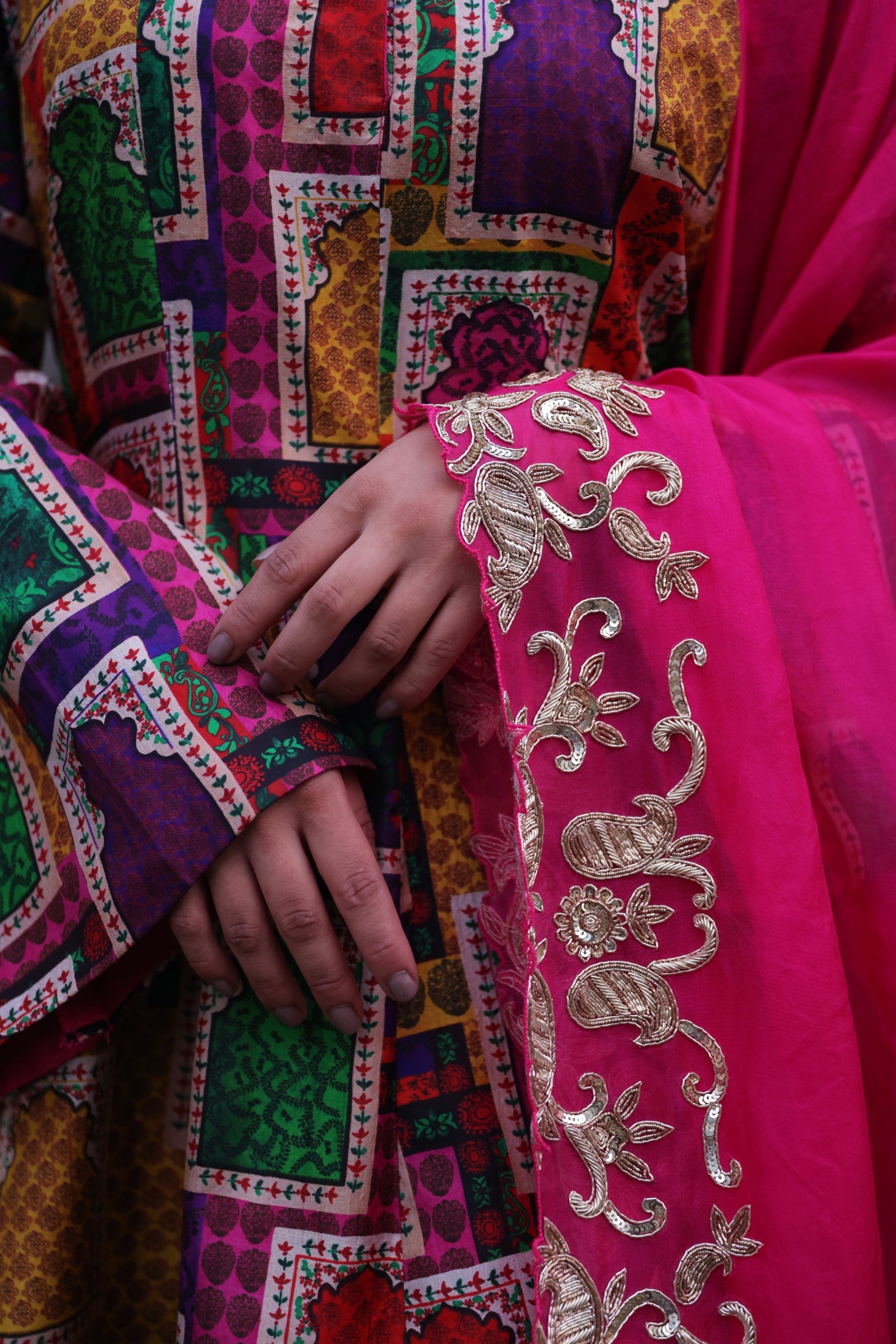 Kalidar Kurti with Tulip Pants and heavy hand-embroidered zardosi work Dupatta