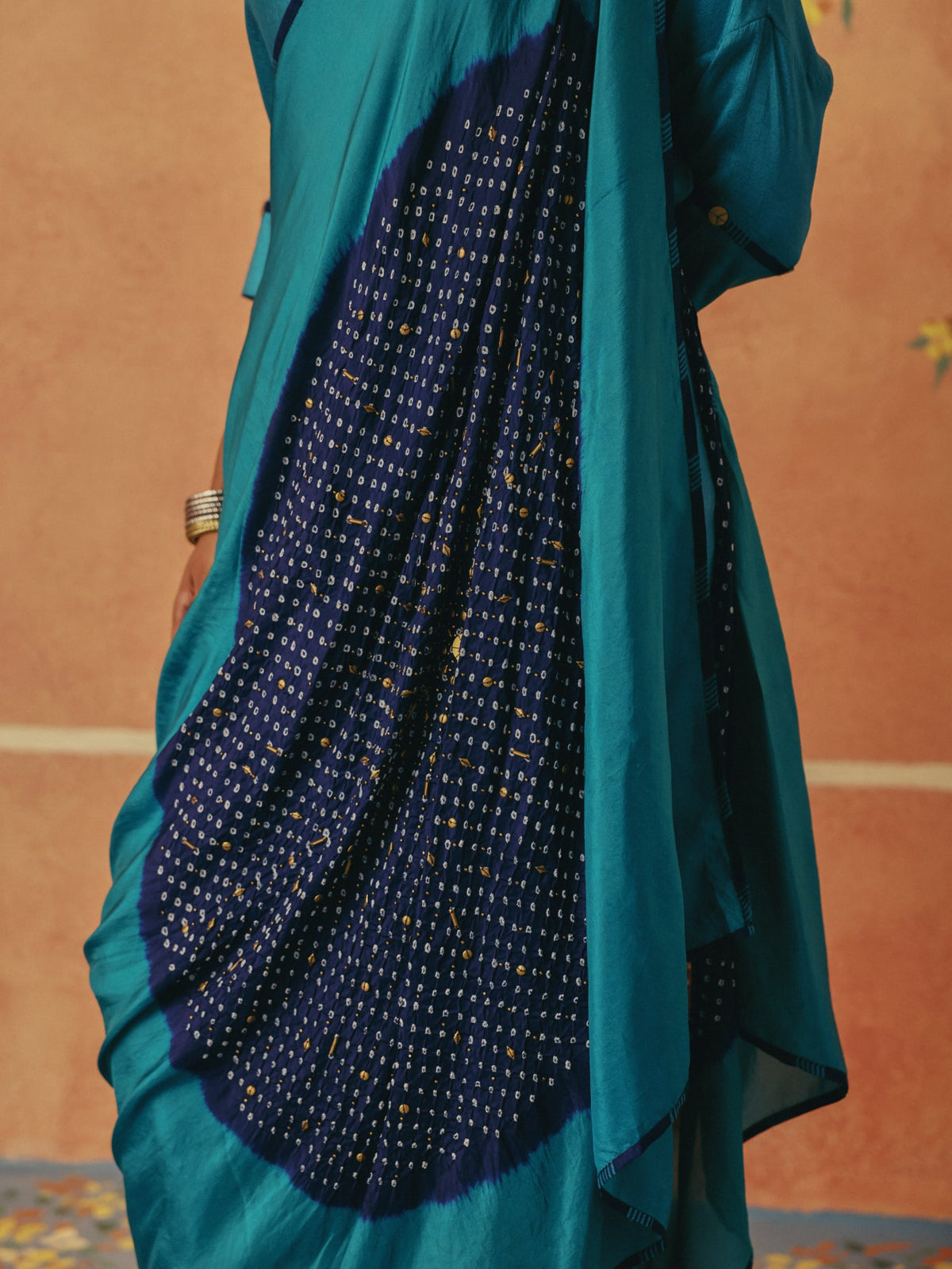 Neel — Teal Bandhni Drape Set