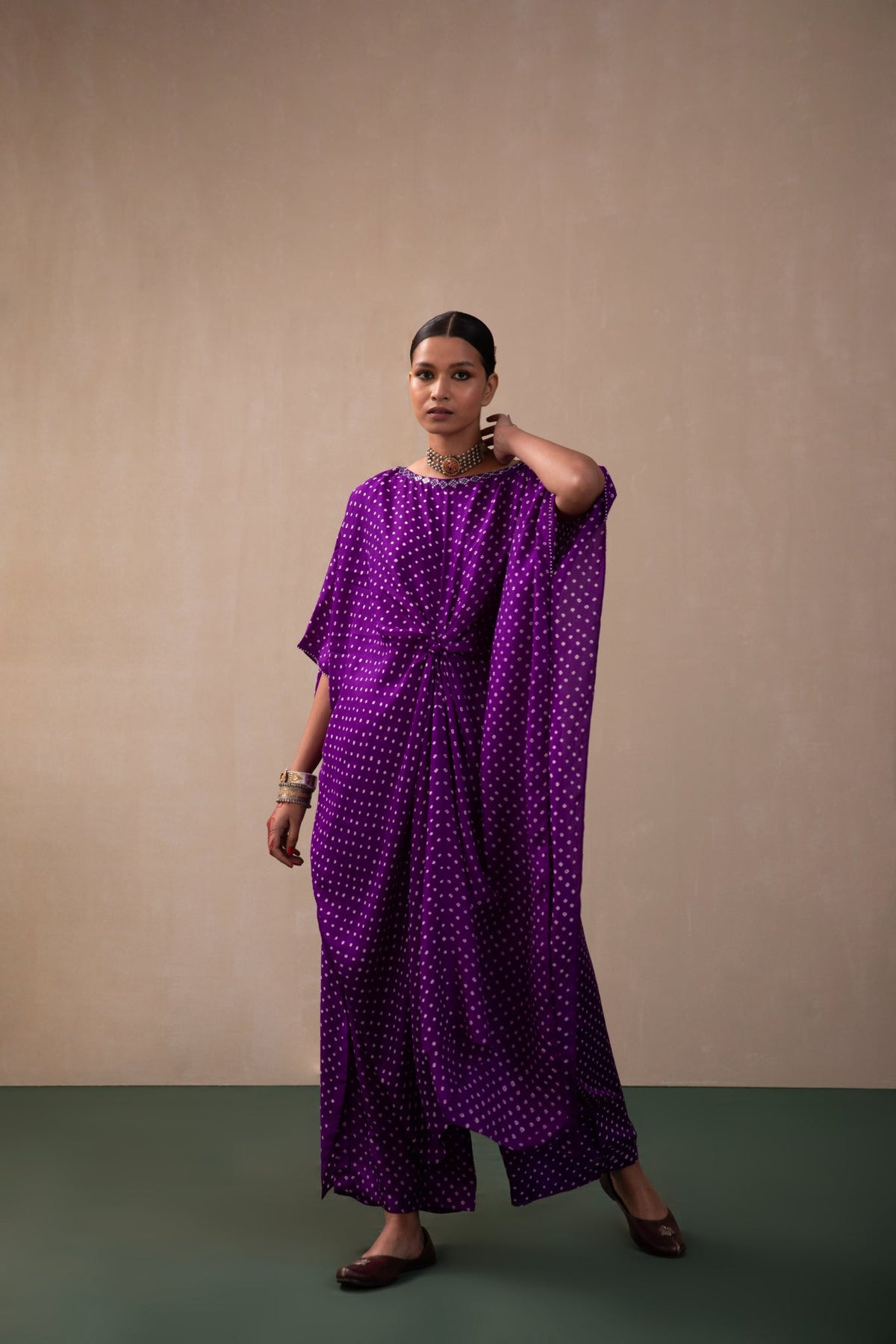 bandhni knot Kaftan with pants