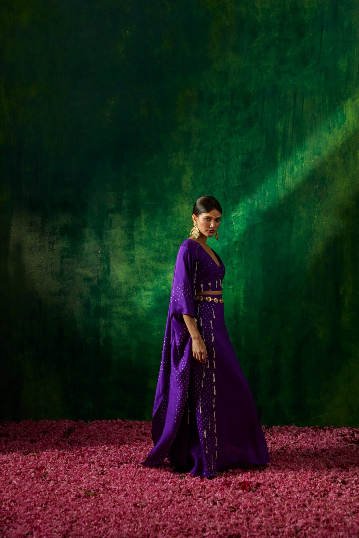 coin and thread bandhni cape set