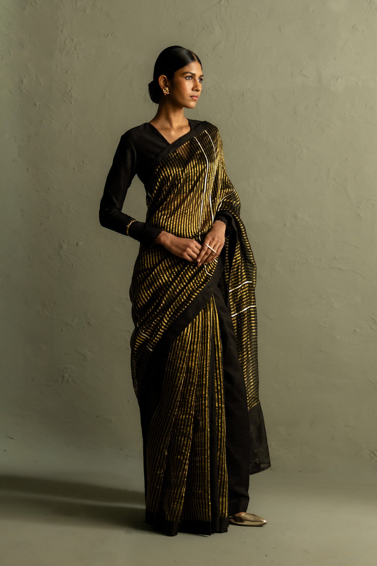 Ojas Black Saree Set