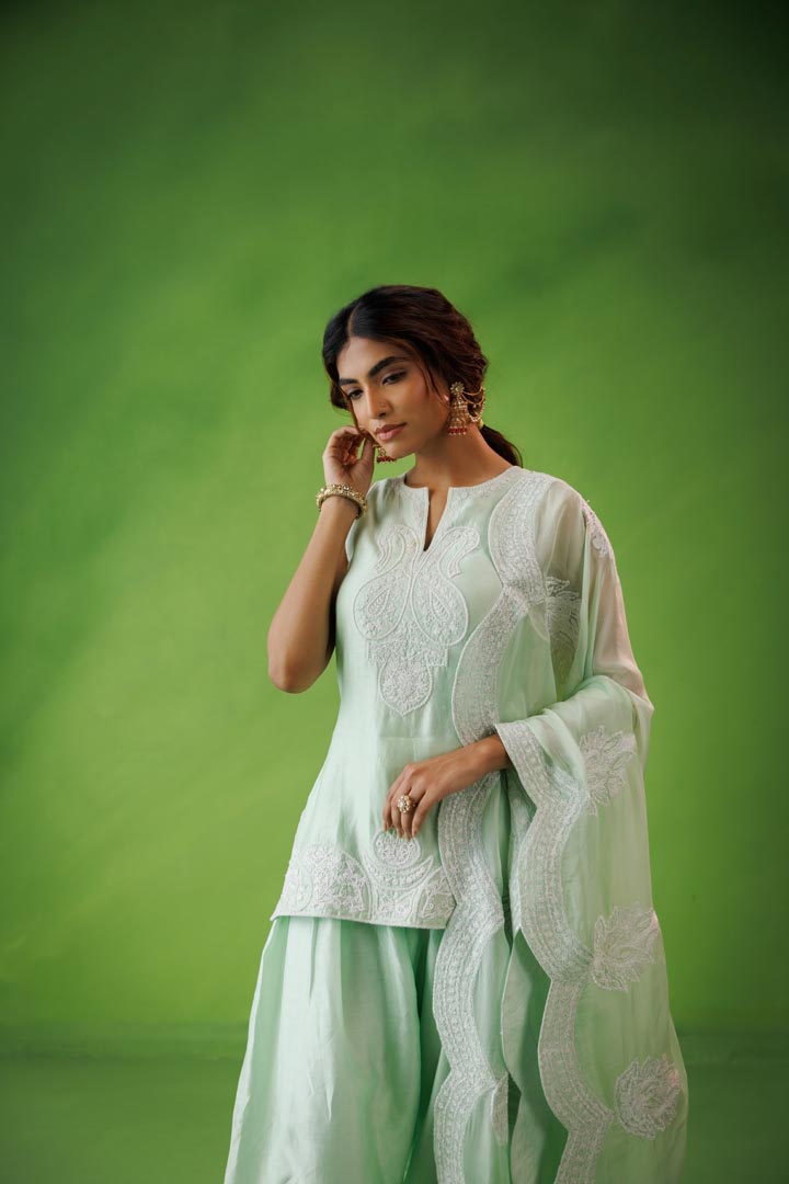 Mint green farshi salwar set