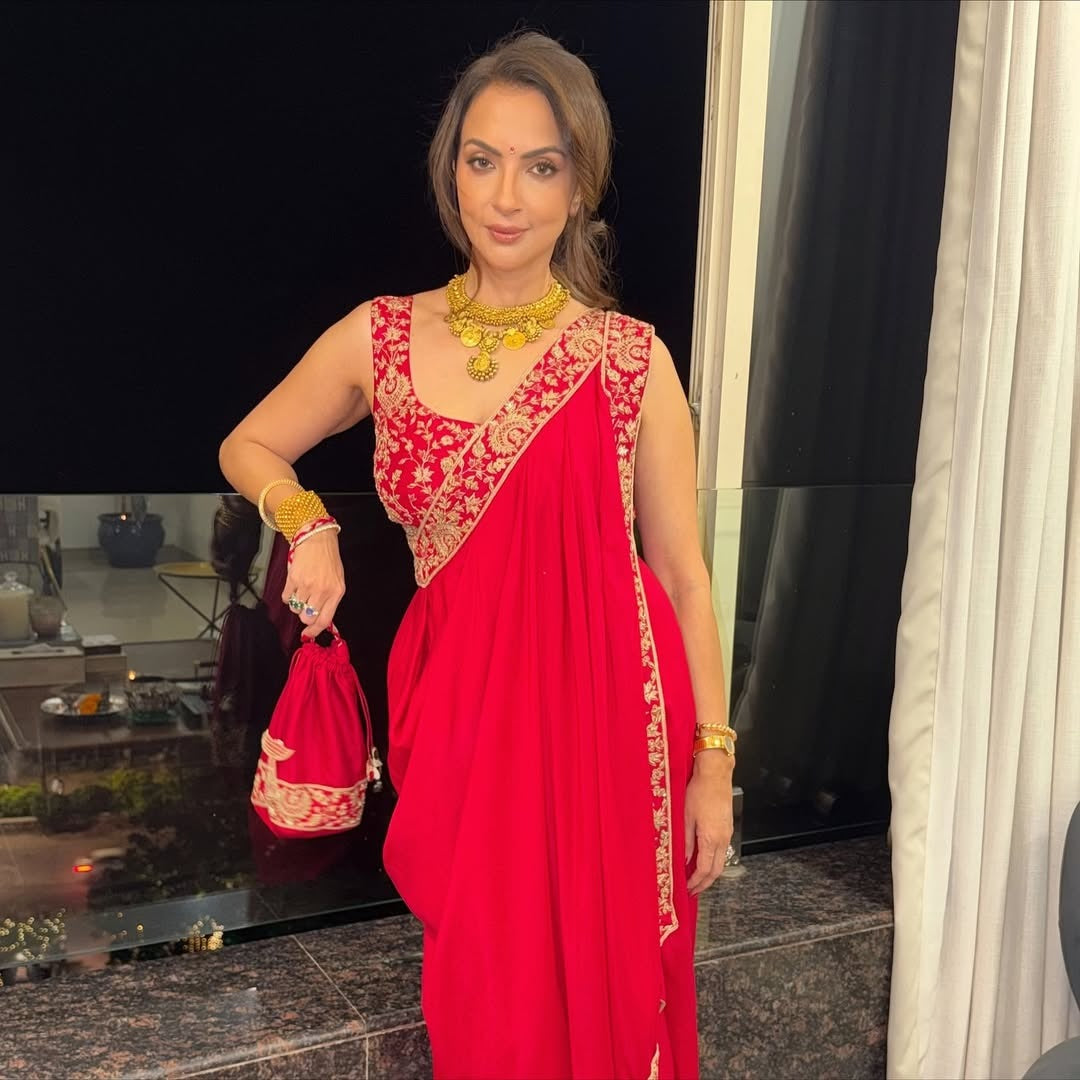 drape chandbali saree